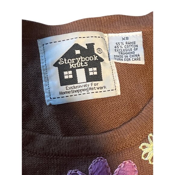 Storybook Knits XS Floral Embroidered Brown Sleeveless Dress & Cardigan Set - Picture 6 of 11